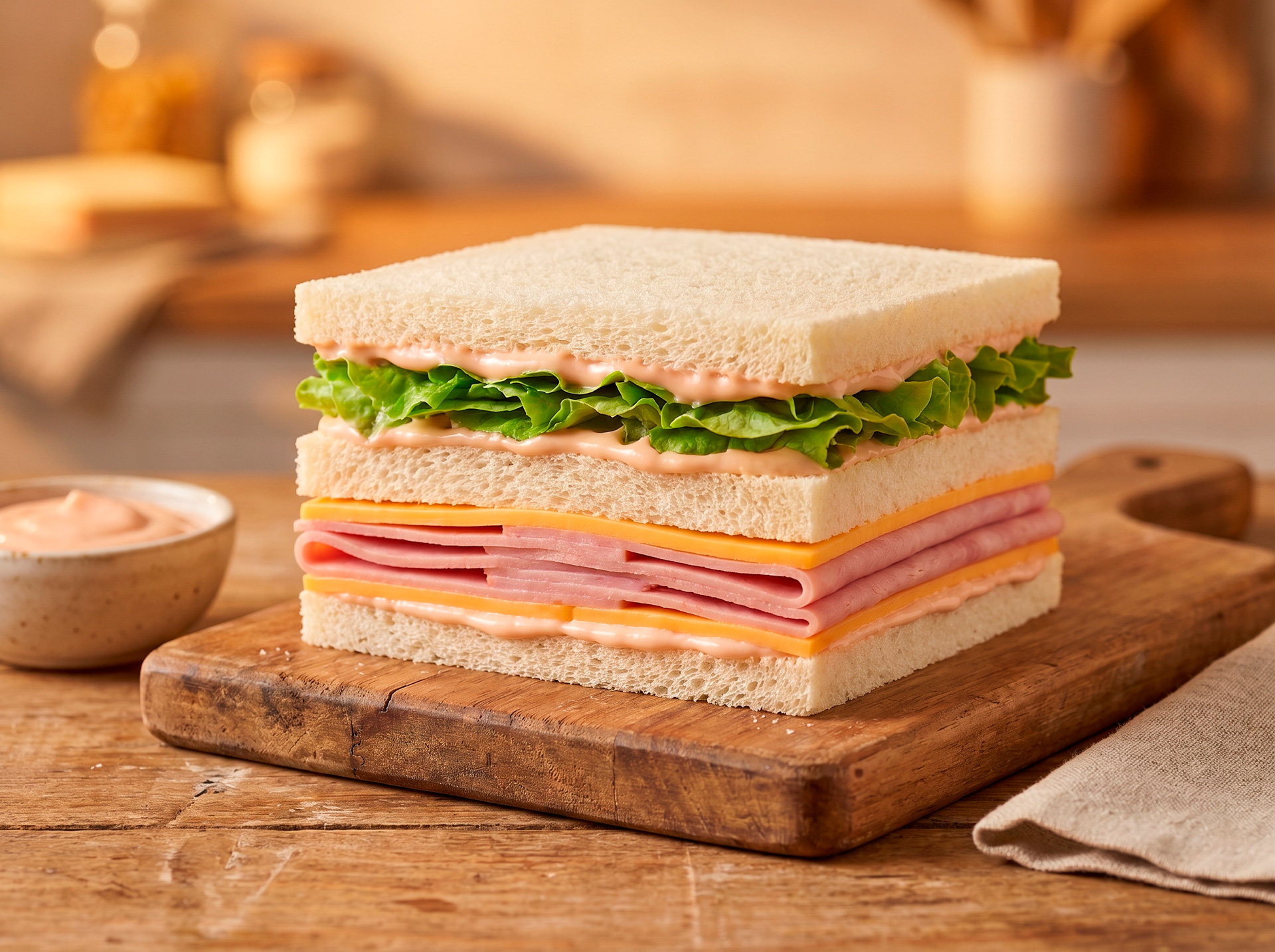 Jamón, cheddar, lechuga y salsa Big